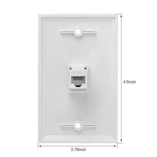 Ethernet Wall Plate, 1 Port Cat 6 RJ45 Keystone Female to Female Wall Plate - Image 2