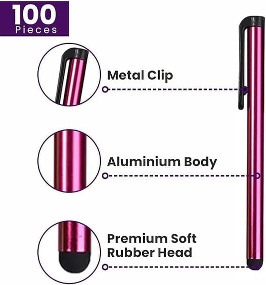 Stylus Pens for Touch Screens, 100 Pieces Universal Colorful Long Metal - Image 2