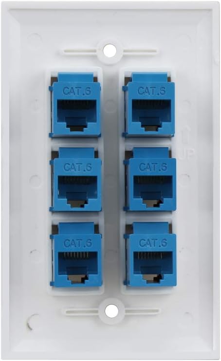 Cat 6 Ethernet Wall Plate 6 Port, Ethernet Wall Plate Female-Female Removable - Image 2