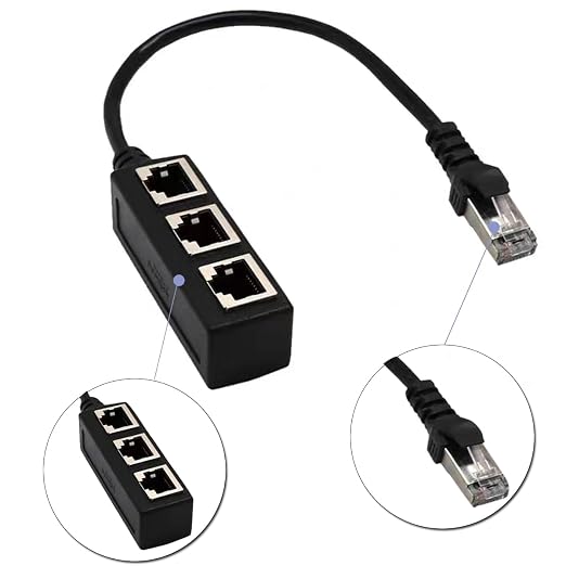 RJ45 Ethernet Splitter Cable, RJ45 1 Male to 3 Female Network Adapter Suitable - Image 2