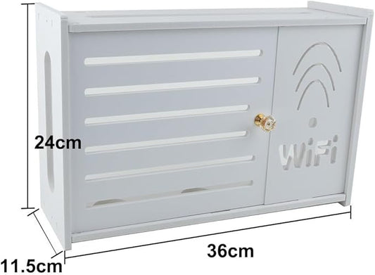White Plastic Router Storage Box, Wall Mount Cable Organizer - Image 2