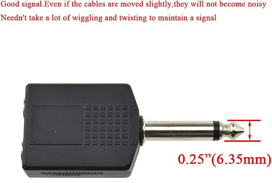 Hahiyo 6.35 M-2x6.35 F-TS Stereo Plug Interconnect Audio One Male 6.35mm and - Image 2