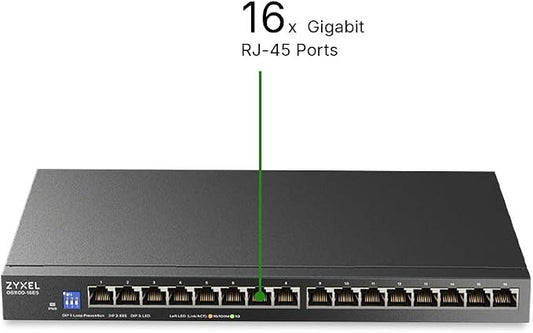 Zyxel 16 Port Network Switch | Unmanaged Gigabit Ethernet Switch | 16x GbE - Image 2