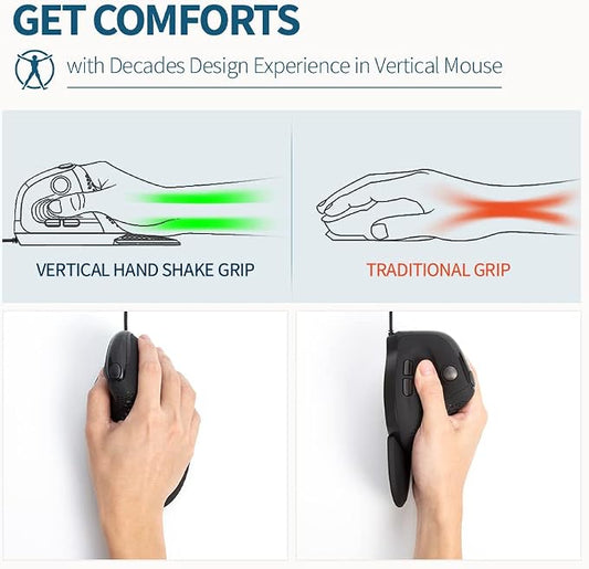 DeLUX Seeker Wired Ergonomic Vertical Mouse - Image 2