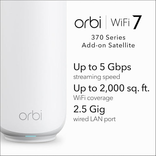 NETGEAR Orbi 370 Series Dual-Band WiFi 7 Mesh Network Add-on Satellite – Works - Image 2