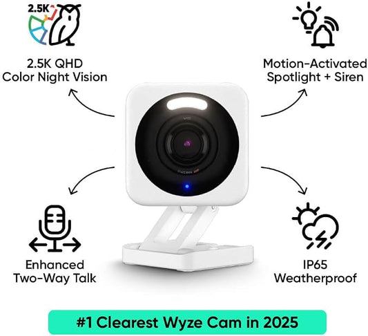 WYZE Cam v4, 2.5K QHD WiFi Indoor/Outdoor Smart Home Security Camera, Pet/Baby - Image 2