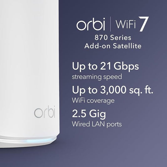 NETGEAR Orbi 870 Series Tri-Band WiFi 7 Mesh Add-on Satellite – Works - Image 2