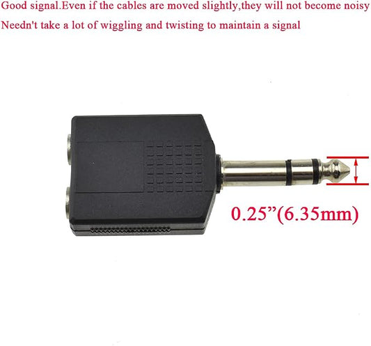 Hahiyo 6.35 M-2x6.35 F-TRS Stereo Plug Interconnect Audio One Male 6.35mm and - Image 2