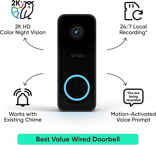 Doorbell Camera v2 + Wedge Kit, 2K Smart Video Doorbell - Image 2