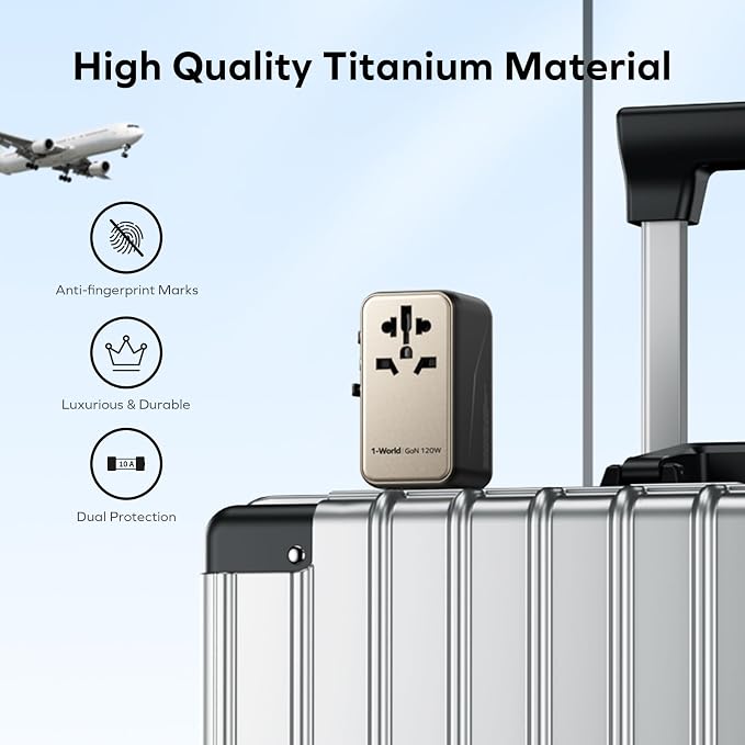 MOMAX Universal Travel Adapter, 170W GaN International Power Adapter, 2 USB-C 2 - Image 6