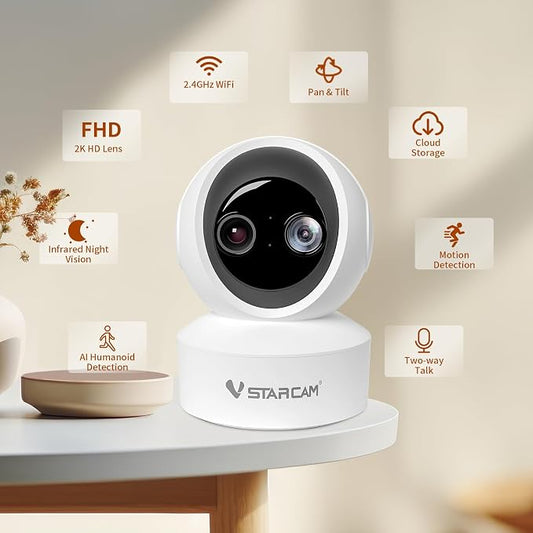 VSTARCAM Indoor Security Camera, 2K HD 360° PTZ Dog Pet Camera - Image 2