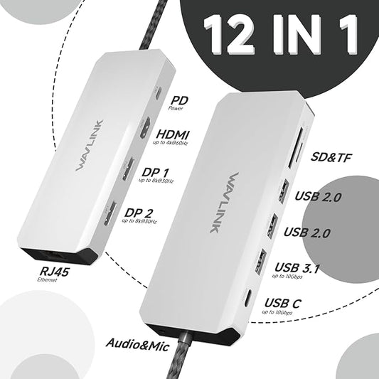 Docking Station Dual Monitor, WAVLINK Displayport Docking Station - Image 2