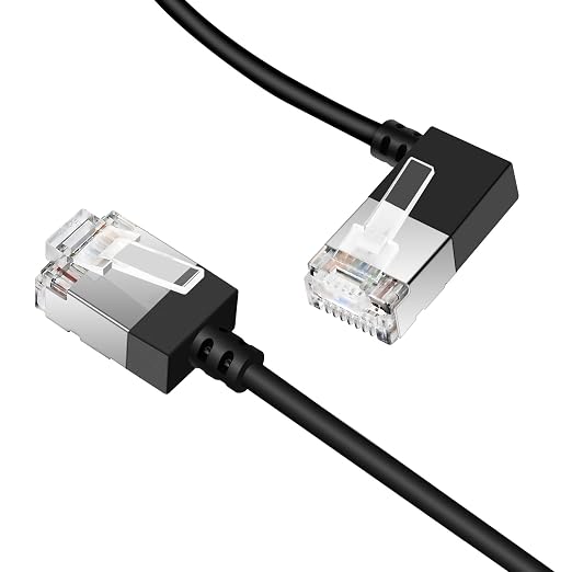 Ultra Slim 90° Degree Cat 6A Ethernet Cable Left Angled 1.6 Feet 2Pack - Image 2