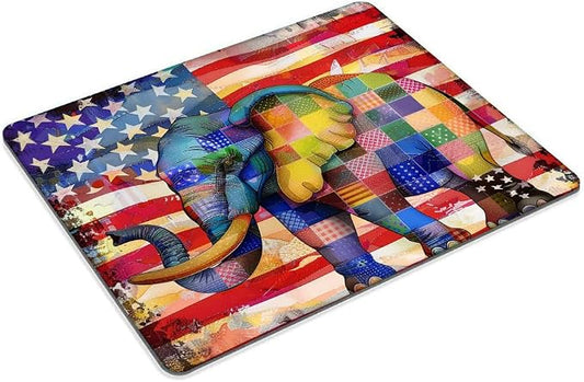 Square Mouse Pad American Flag,Colorful Baby Elephant-1, Gaming Mouse Pads - Image 2