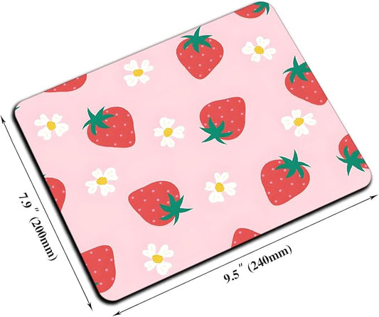 Mouse Pad, Cute Daisy Pink Strawberry Mouse Pads - Image 2