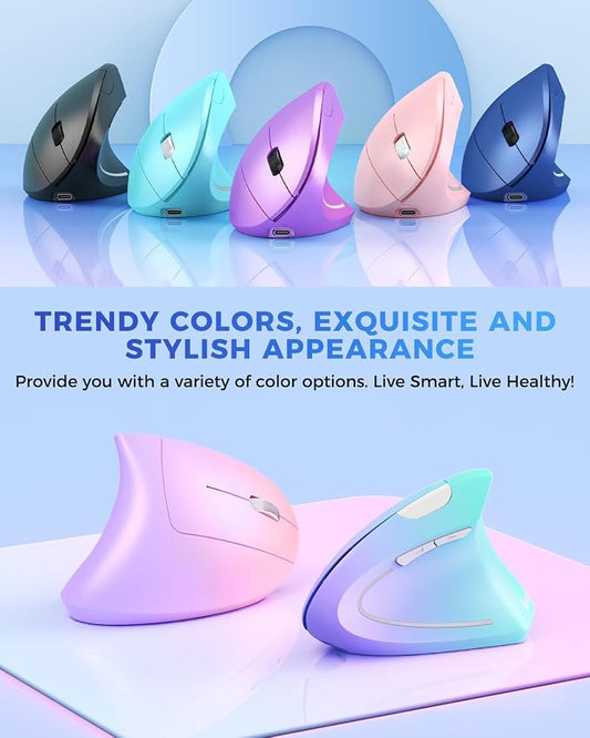 Lekvey Ergonomic Mouse, Vertical Wireless Mouse Rechargeable 2.4G USB Optical - Image 2
