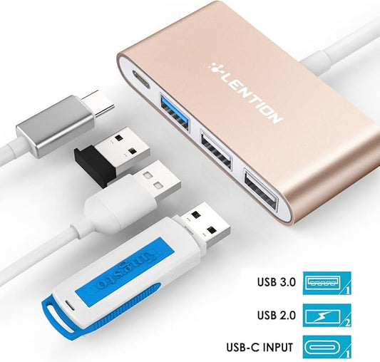LENTION 4-in-1 USB-C Hub with Type C, USB 3.0, USB 2.0 - Image 2