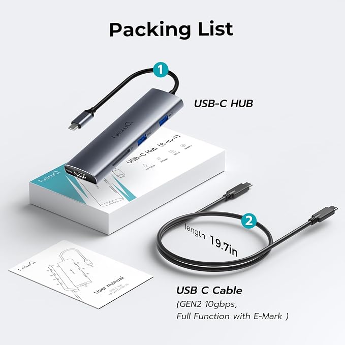 USB C to USBC Hub Dual/Triple Monitor, USBC Splitter 4K@30-60Hz - Image 8