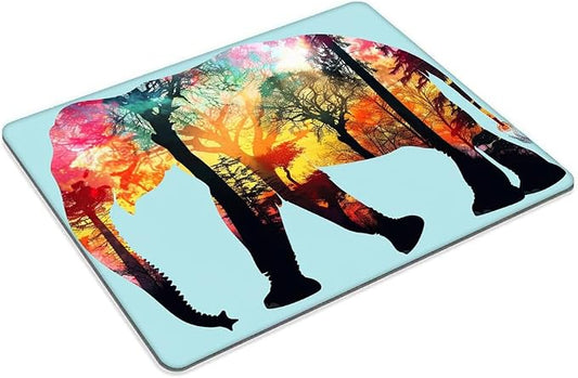 Square Mouse Pad Colorful Forest Elephant-1, Gaming Mouse Pads - Image 2