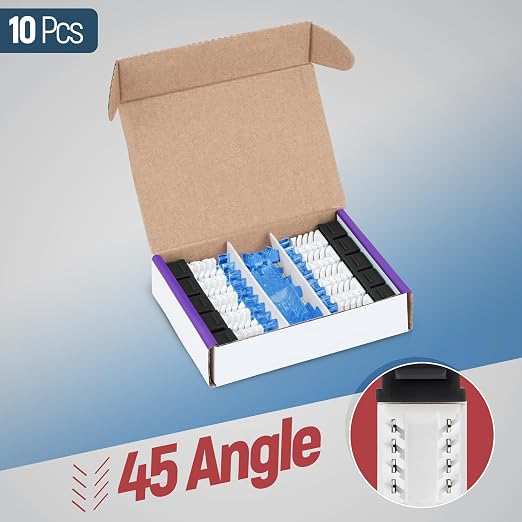 Everest 45° Angled RJ45 Cat5e Keystone Jacks 10-Pack in Black - Image 2