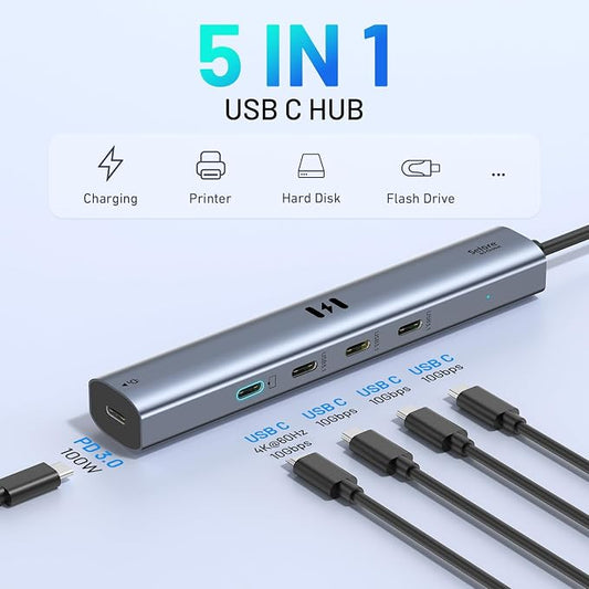 10Gbps USB C Hub with 4K@60Hz Video Display, Selore 5 Ports USB C Splitter - Image 2