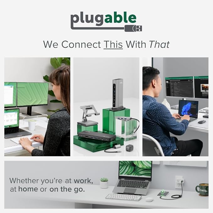 Plugable 12-in-1 USB C Triple Monitor Docking Station, Triple 4K Displays - Image 8