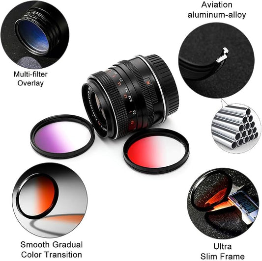 55mm Graduated Color Filters Kit 9 Pieces Gradual Colour Lens Filter Kit Set - Image 2