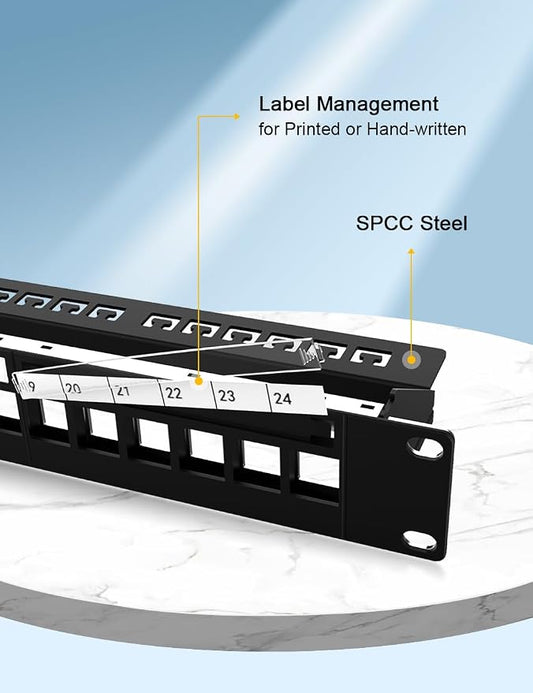 24Port Blank Keystone Patch Panel 1U 19" - Image 2