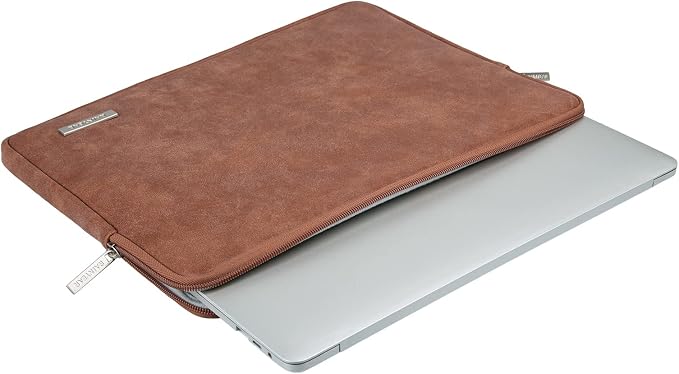 RAINYEAR 15 Inch Laptop Sleeve PU Suede Leather Case Padded Cover Water - Image 8