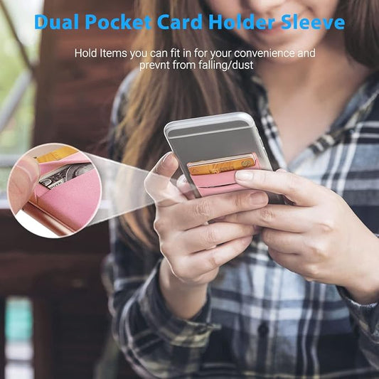 2 Pack Stick On Wallet Sleeve Cell Phone Dual Pocket Card Holder Double Pocket - Image 2