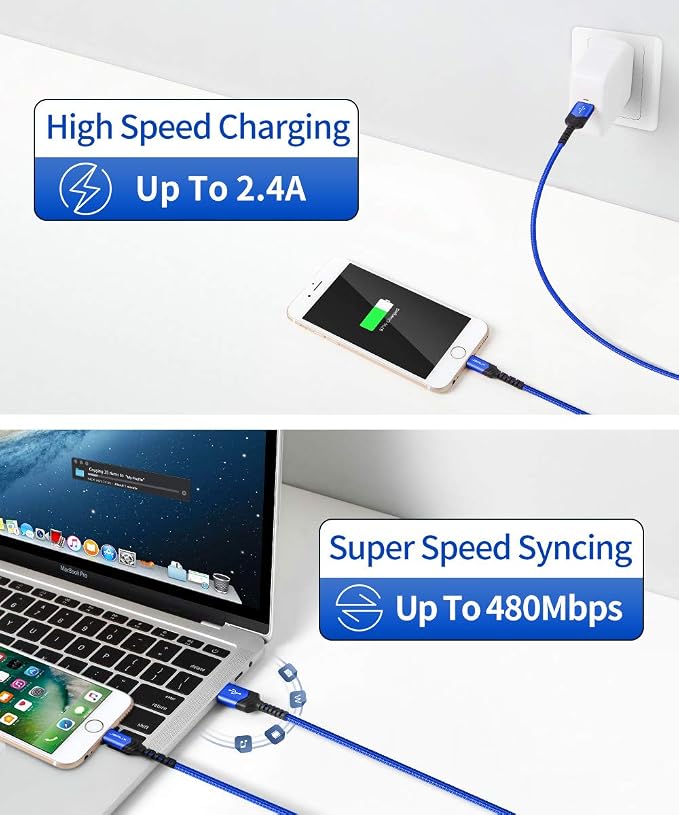 JSAUX Apple MFi Certified Lightning Cable 4ft, iPhone Charger Cable Nylon - Image 7