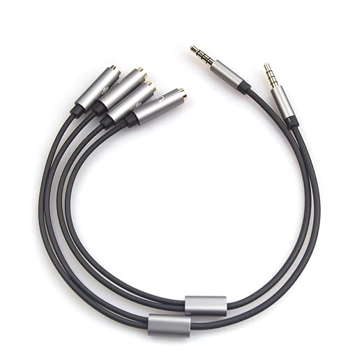 REXUS Grey 2-Pack 3.5mm Y Splitter Stereo Audio Cable 4-Pole Male to 2 Female - Image 6
