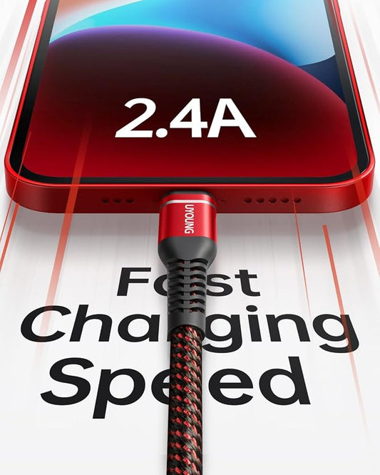 Short iPhone Charger 1FT 3Pack USB to Lightning Cable Nylon Braided Heavy Duty - Image 2