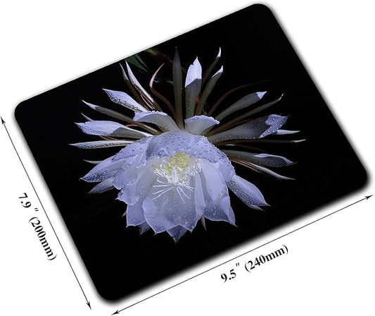 Night Blooming Flower Mouse Pad, Flawless White Flowers Mousepad - Image 2