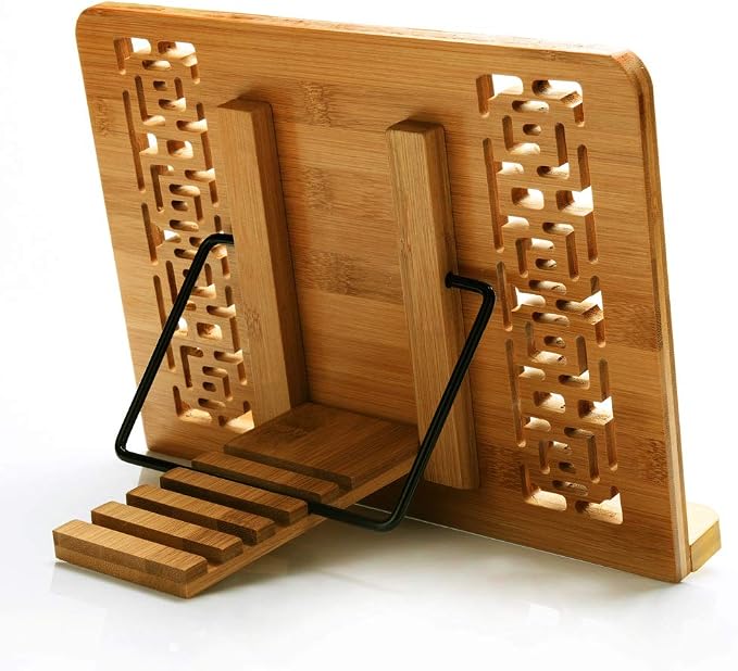 wishacc Large Size Bamboo Book Stand and Cookbook Holders - Image 8