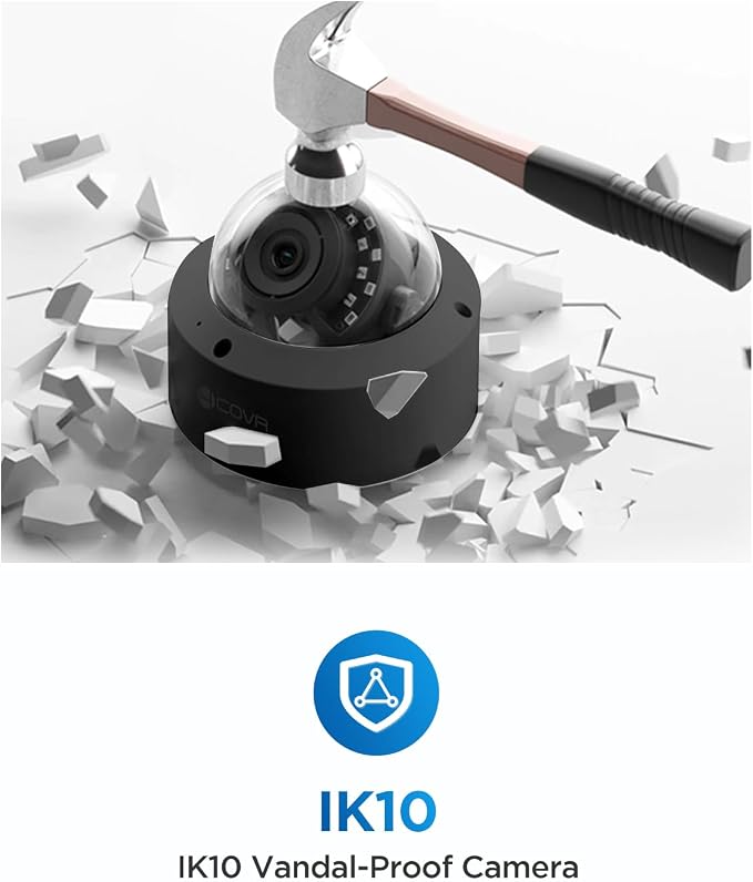 4COVR NVR Security Camera System, 6X 8MP IK10 Vandal-Proof Commercial Wired PoE - Image 9
