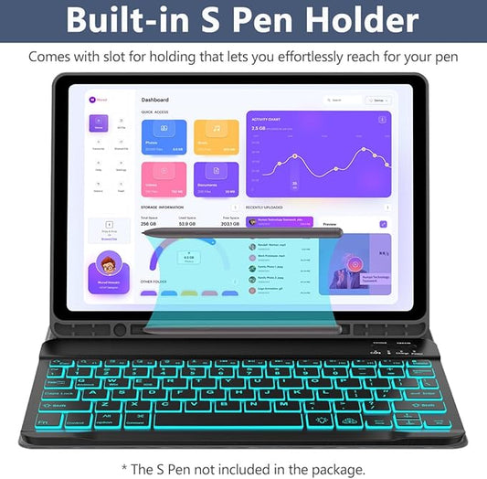 Keyboard Case for Samsung Galaxy Tab A9 Plus 5G 11 inch 2023, 7 Color Backlit - Image 2