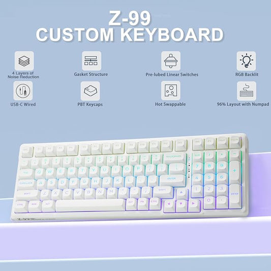 HUO JI E-Yooso Creamy Mechanical Keyboard Wired, Hot Swappable, Pre-lubed - Image 2