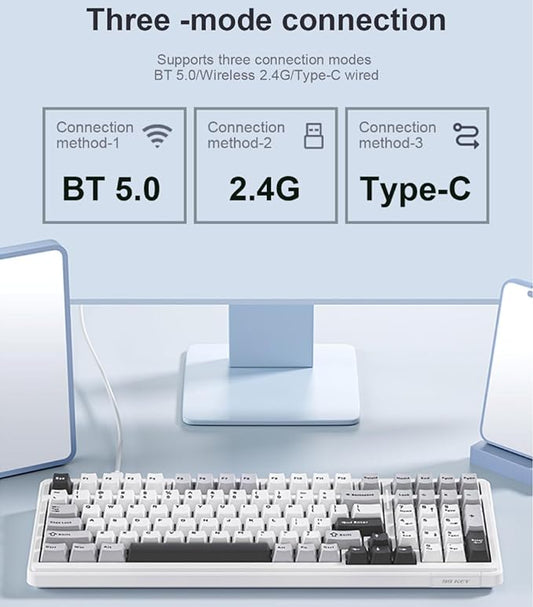 x Aula F99 Pro Wireless Mechanical Gaming Keyboard, Hot Swappable Custom Cream - Image 2
