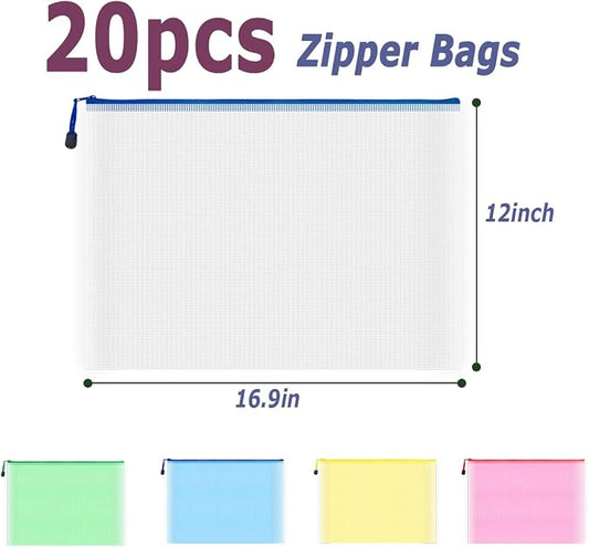 AUSTARK 20 Pcs Zipper File Bags, Plastic Mesh Pouch, Board Game Storage - Image 2