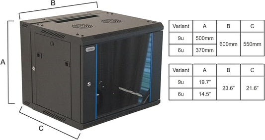 Wall Mount IT Cabinet Enclosure Hinged Double Section Swing Out 19-Inch Server - Image 2
