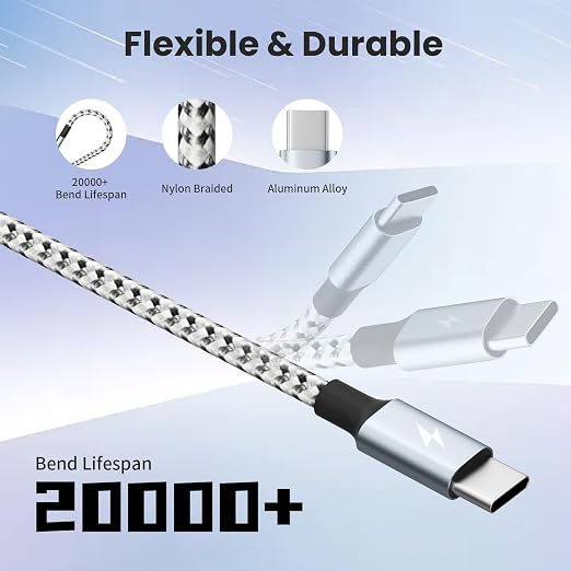 USB C Multi Charging Cable, Dual Type C Cable 1Pack 5FT, USB C Splitter - Image 2