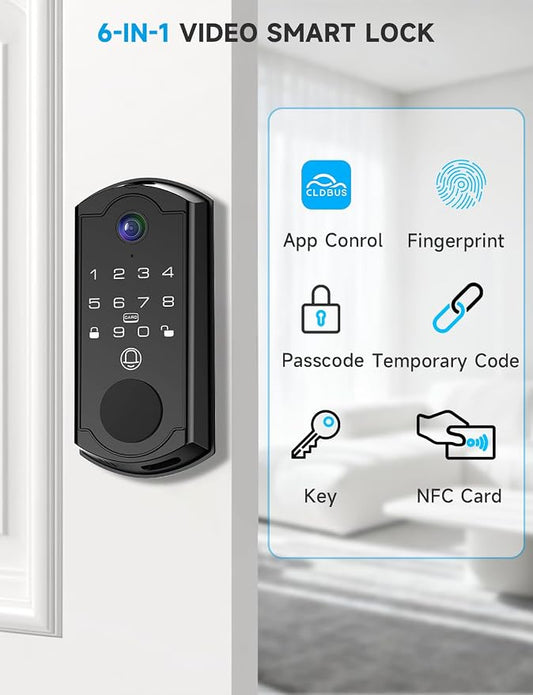 syndesmos Smart Door Lock with Camera, Fingerprint Keypad Deadbolt, APP Remote - Image 2