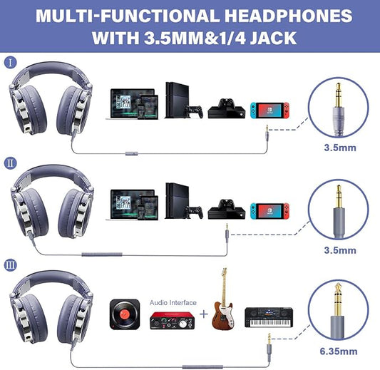 OneOdio Wired Over Ear Headphones Studio Monitor & Mixing DJ Stereo Headsets - Image 2