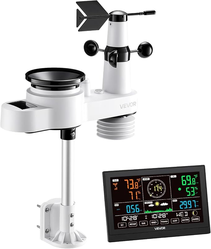 VEVOR 5-in-1 Wi-Fi Weather Station, 7.5-Inch VA Display, Wireless Solar Powered - Image 9