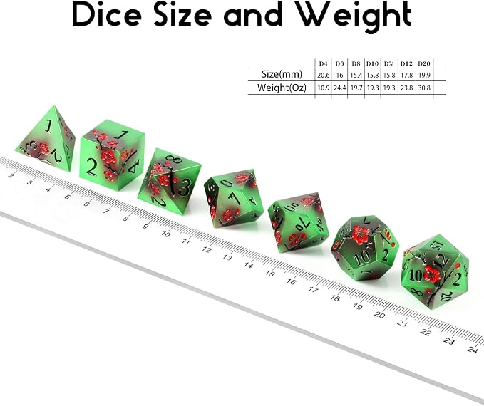 Metal Dice Set D&D, DNDND 7 PCS Metallic Flowers DND Dice - Image 6