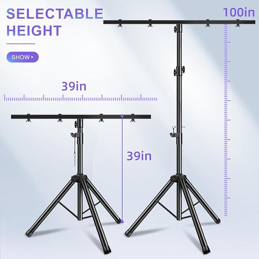 DJ Light Stand Heavy Duty Par Can Tripod T-Bar Stage Lights Stand Adjustable - Image 2