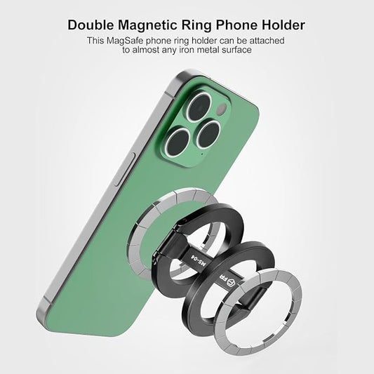 Magnetic Ring Phone Holder for iPhone 16, Double Ring Adjustable Cell Phone - Image 2