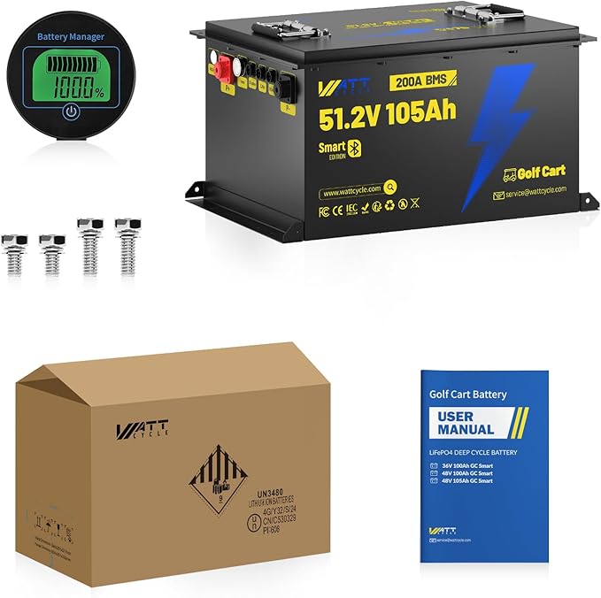 48 Volt Golf Cart Batterys 200A BMS, 48V 105Ah LiFePO4 Lithium Battery - Image 9