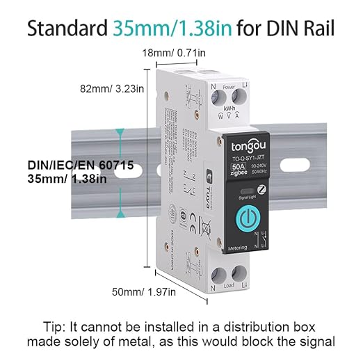 TONGOU ZigBee DIY Smart Switch 50A| DIN Rail Switch| 1P+N 90-240VAC| Real-time - Image 2